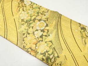 山並に花鳥模様織り出し　振袖用袋帯